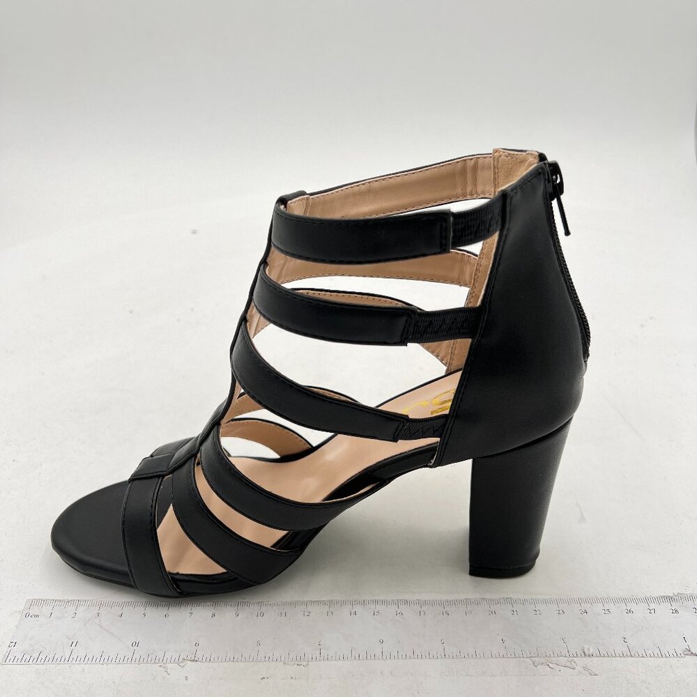 FSJ Women Chunky Mid High Heel Sandals Open Toe T-Strap Pumps Cutout Dress Party